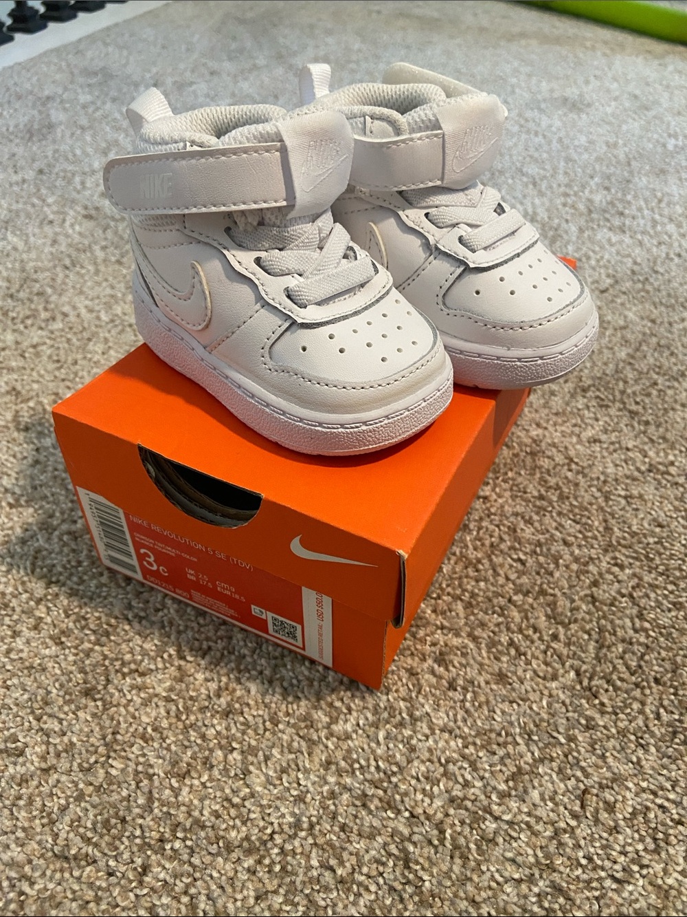 Nike Toddler White High-Top Sneakers with Velcro Strap